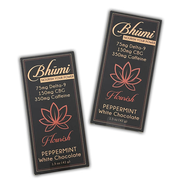 Bhumi Peppermint White Chocolate Bar (75mg D9 + 150mg CBG + 350mg Caffeine) - Triangle Hemp Wellness