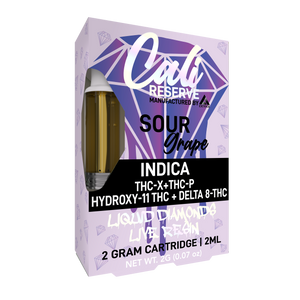 Cali Reserve THC-X + THC-P + HXY-11 THC + D8 Liquid Diamond Vape Cartridge- Sour Grape -Indica