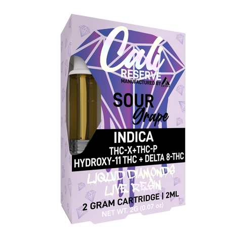 Cali Reserve THC-X + THC-P + HXY-11 THC + D8 Liquid Diamond Vape Cartridge- Sour Grape -Indica