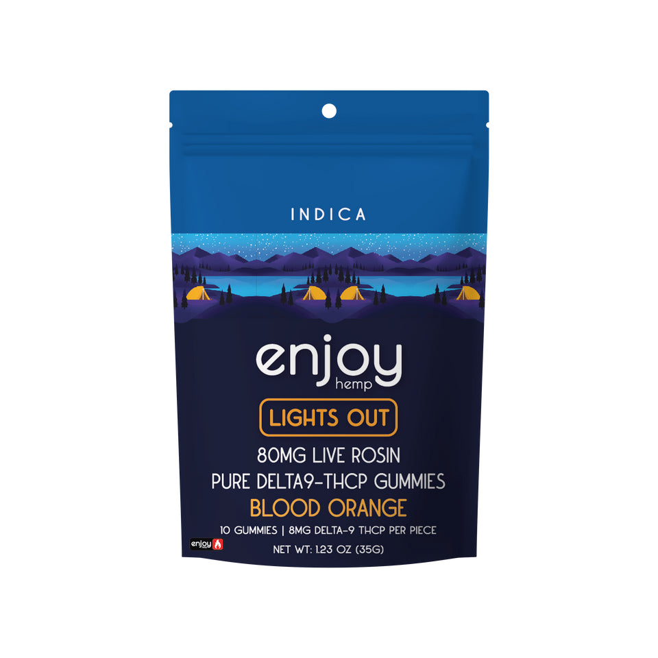 80mg Mega Potency Pure THCP Gummies (Lights Out) - Indica-Infused Blood Orange - Triangle Hemp Wellness