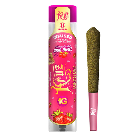 Kruz-Liquid Diamonds+THCA+THCP-1G Pre-Roll-Sour Strawberry Diesel (Hybrid)-5CT - Triangle Hemp Wellness